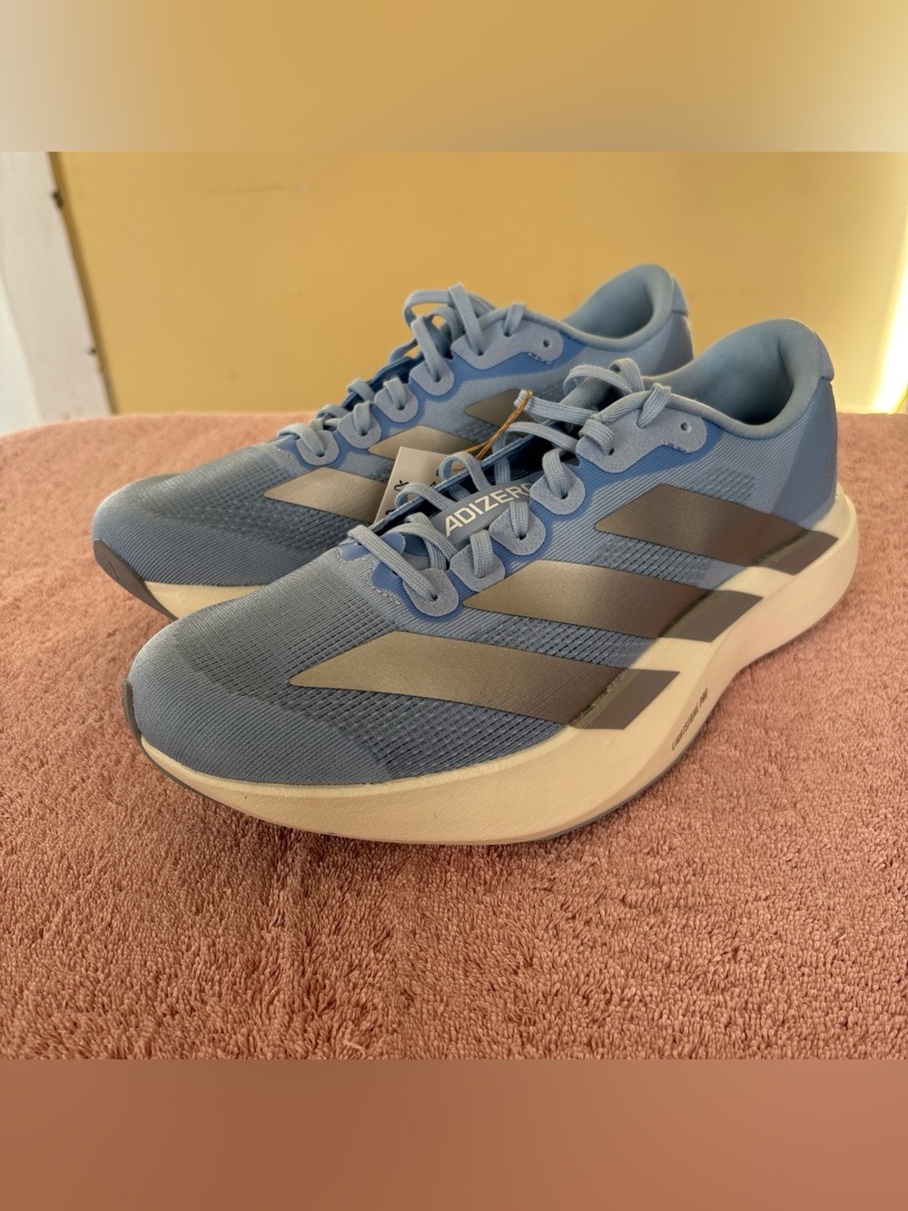 Adidas Adizero Evo SL Glow Blue Silver Metallic JS4453 Running Shoes Women's 9